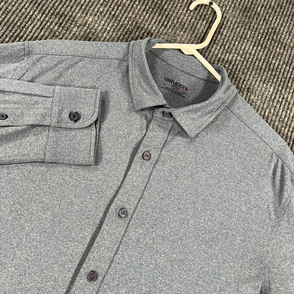 UNTUCKit Shirt Mens Large Blue Long Sleeve Button Up Slim Fit Casual Work‎ Dress